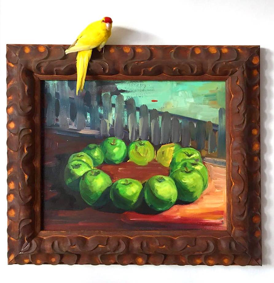 Apfelkreis mit (echtem) Zaungast